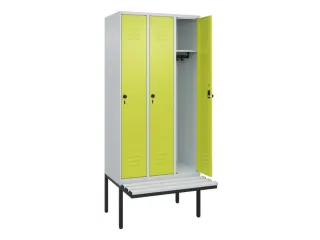 locker met bank,HxBxD 2120x900x815mm,3vak,vak B 300mm,draaigrendel - 2