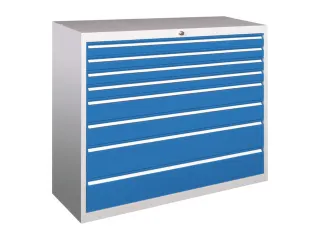 ladekast 1000x1023x600mm 8laden RAL7035 front RAL5012 - 1