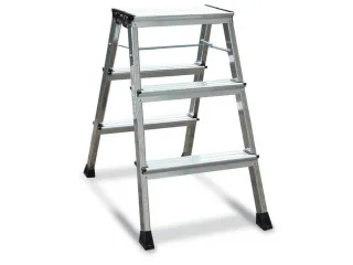 Verrijdbaar Vouwtrapje Aluminium 2x3treden 4 Geveerde Wielen Alumin - 2