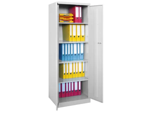 universele kast,RAL 7035,HxBxD 1800x600x500mm,4xStalen bodem,cil.-slot