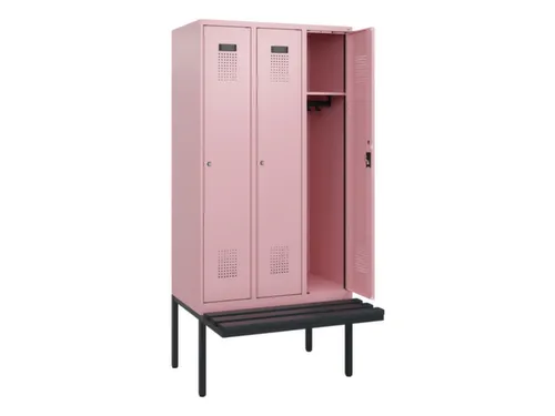locker met bank,HxBxD 1950x900x815mm,3vak,vak B 300mm,cilinderslot