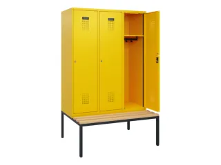 locker met bank,HxBxD 1950x1200x815mm,3vak,vak B 400mm,cilinderslot - 1
