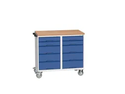 montagetafel 980x1050x600mm multiplexblad 10 laden duwbeugel RAL5010