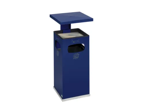 Combi-Asbak Staalplaat Blauw 950x500x500mm 3 Inworpopeningen