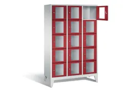 Lockerkast 1850x1200x500mm 3x5 vakken Cilinderslot Poten, RAL3003