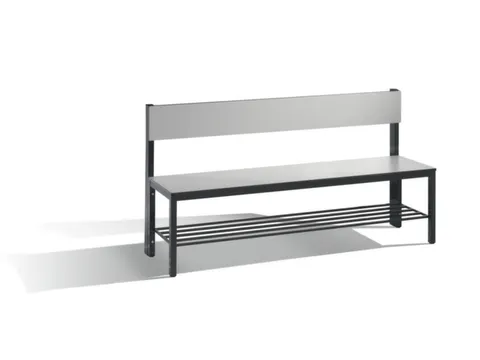 omkleedbank,HxLxD 796x1500x407mm,HPL zilvergrijs,frame staal RAL7021
