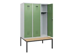 locker met bank,HxBxD 1950x1200x815mm,3vak,vak B 400mm,cilinderslot