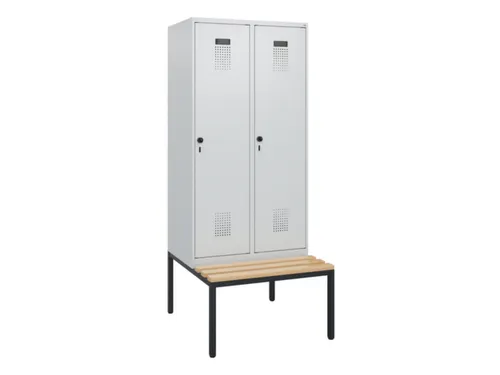 locker met bank,HxBxD 1950x800x815mm,2vak,vak B 400mm,draaigrendel