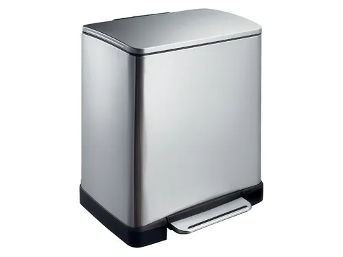 Afvalbak pedaalemmer RVS mat rechthoekig 9 Liter + 10 Liter