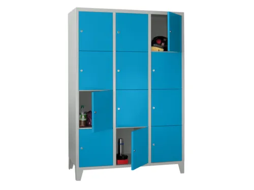 lockerkast,HxBxD 1850x1200x500mm,3x4vakken,RAL7035,front RAL5012
