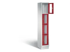 Lockerkast 1800x320x500mm 1x4 vakken Cilinderslot, Sokkel, RAL3003