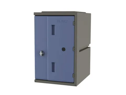 Kunststof locker,HxBxD 610x385x470mm,1vakken,draaigrendel,romp grijs