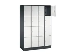 lockerkast,RAL 7021/RAL 7035,HxBxD 1950x1220x500mm,4x4vakken,cil.-slot
