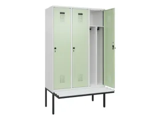 locker met bank,voor scheiding van kleding,HxBxD 2120x1200x815mm,3vak - 1