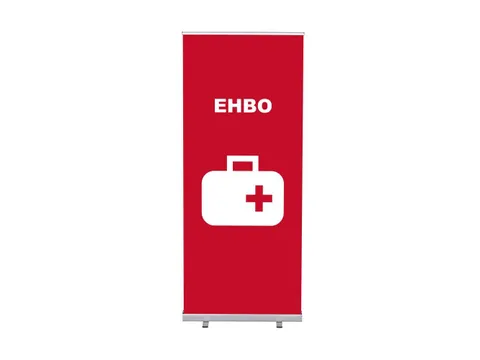 Roll-Banner 85x200 complete set met print "EHBO" Rood