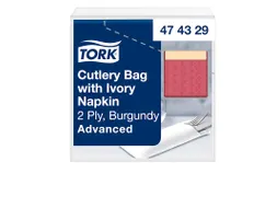 Tork bestekzakje burgundy met 2-laags servet cream