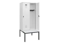 locker met bank,HxBxD 1950x800x815mm,2vak,vak B 400mm,draaigrendel