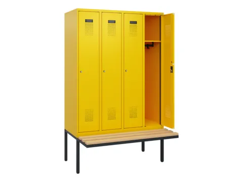 locker met bank,HxBxD 1950x1200x815mm,4vak,vak B 300mm,cilinderslot