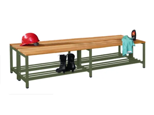 dubbele zitbank,LxD 2000x740mm,houten lijst beuken,onderstel RAL6011