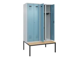locker met bank,voor scheiding van kleding,HxBxD 2120x1200x815mm,4vak
