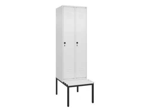 locker met bank,HxBxD 2120x600x815mm,2vak,vak B 300mm,draaigrendel