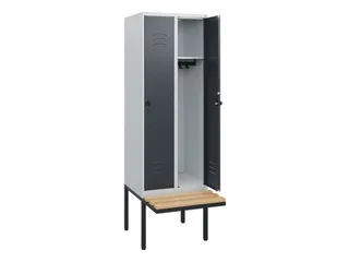 locker met bank,HxBxD 1950x600x815mm,2vak,vak B 300mm,draaigrendel - 2