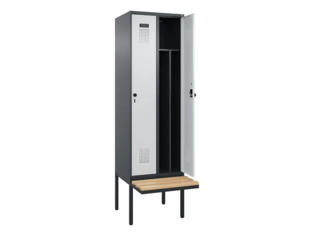 locker met bank,voor scheiding van kleding,HxBxD 2120x600x815mm,2vak