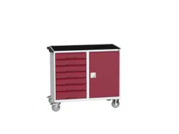montagetafel 965x1050x550mm staalblad 7 laden kast front RAL3004