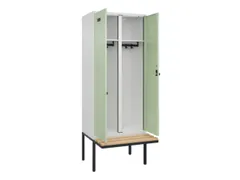 locker met bank,voor scheiding van kleding,HxBxD 2120x800x815mm,2vak