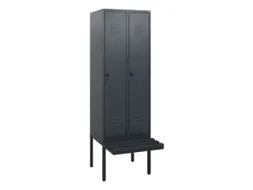 locker met bank,HxBxD 1950x600x815mm,2vak,vak B 300mm,draaigrendel