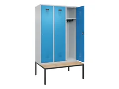 locker met bank,HxBxD 2120x1200x815mm,3vak,vak B 400mm,cilinderslot