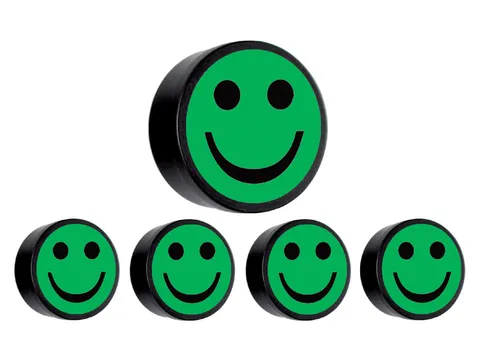Magneet smiley 35mm groen 5 stuks