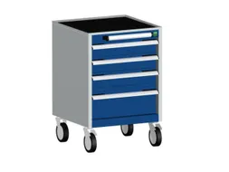 ladekast verrijdbaar 780x525x525mm 4laden RAL7035 front RAL5010