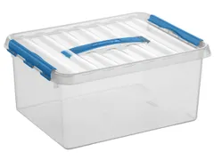 Opbergbox Sunware Q-line 15L transparant/blauw