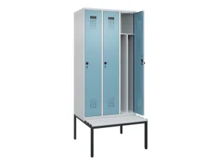 locker met bank,voor scheiding van kleding,HxBxD 2120x900x815mm,3vak - 1