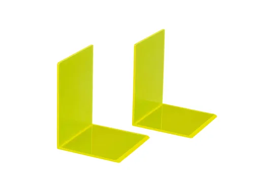 Boekensteun MAUL 10x10x13cm acryl set 2 neon geel transparant
