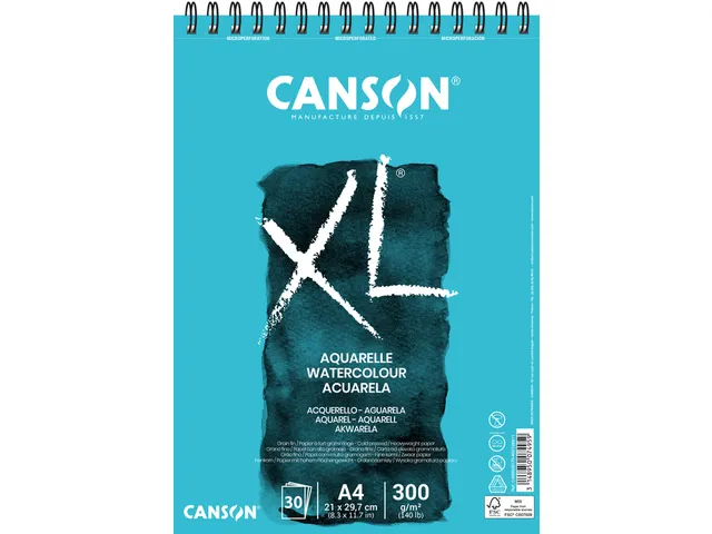 Aquarelblok Canson XL A4 30 vel 300gr spiraal