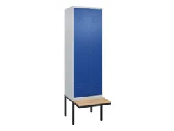 PBM-locker met bank,HxBxD 2120x600x815mm,2vak,vak B 300mm,cil.-slot