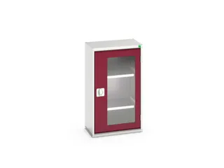 vitrinekast 900x525x350mm 2xStalen bodem romp RAL7035 front RAL3004 - 1