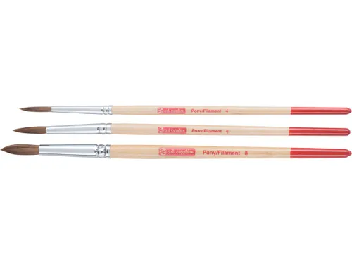 Aquarelpenselenset Ponyhaar En Polyester, Set à 3 Stuks