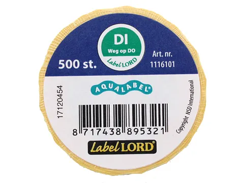 Voedseletiketten 54x22x54mm Aqualabel DI weg op DO
