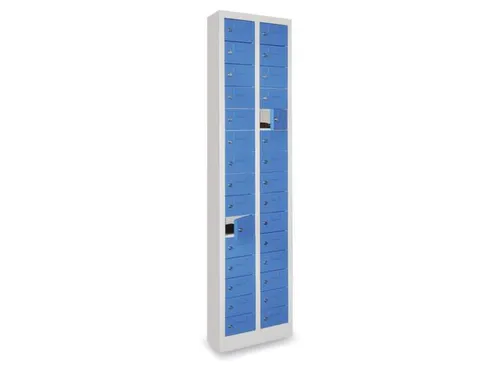 lockerkast,HxBxD 1950x460x200mm,2x15vakken,RAL7035,front RAL7035