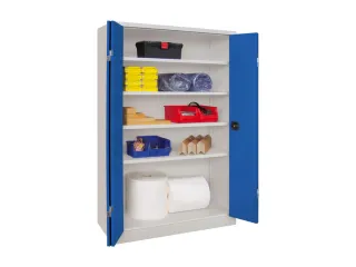 Ruime Vouwdeurkast 1950x1200x400mm 4legborden Ral7035 Front Ral5010 - 1