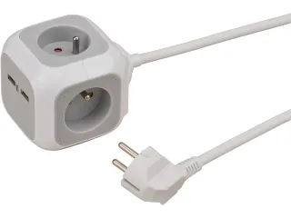 Stekkerblok Brennenstuhl Alea 4vdig 2 USB H05VV-F 3G1.5 1.4m wt/gs FR/ - 3
