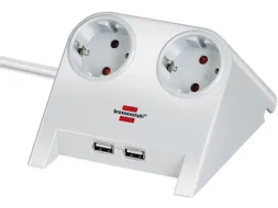 Stekkerdoos Brennenstuhl bureau 2 voudig inclusief 2 USB 1.8m wit