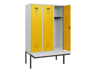 locker met bank,HxBxD 1950x1200x815mm,3vak,vak B 400mm,cilinderslot - 1