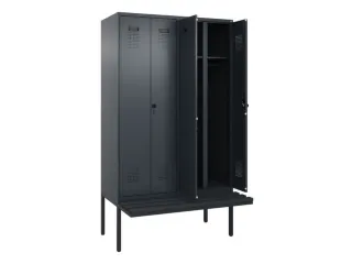 locker met bank,voor scheiding van kleding,HxBxD 2120x1200x815mm,4vak - 1