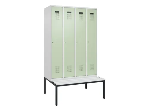 locker met bank,HxBxD 2120x1200x815mm,4vak,vak B 300mm,cilinderslot