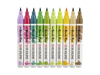 Brushpen Talens Ecoline set botanisch blister à 10 stuks assorti - 5