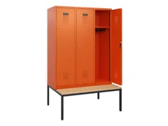 locker met bank,HxBxD 1950x1200x815mm,3vak,vak B 400mm,cilinderslot